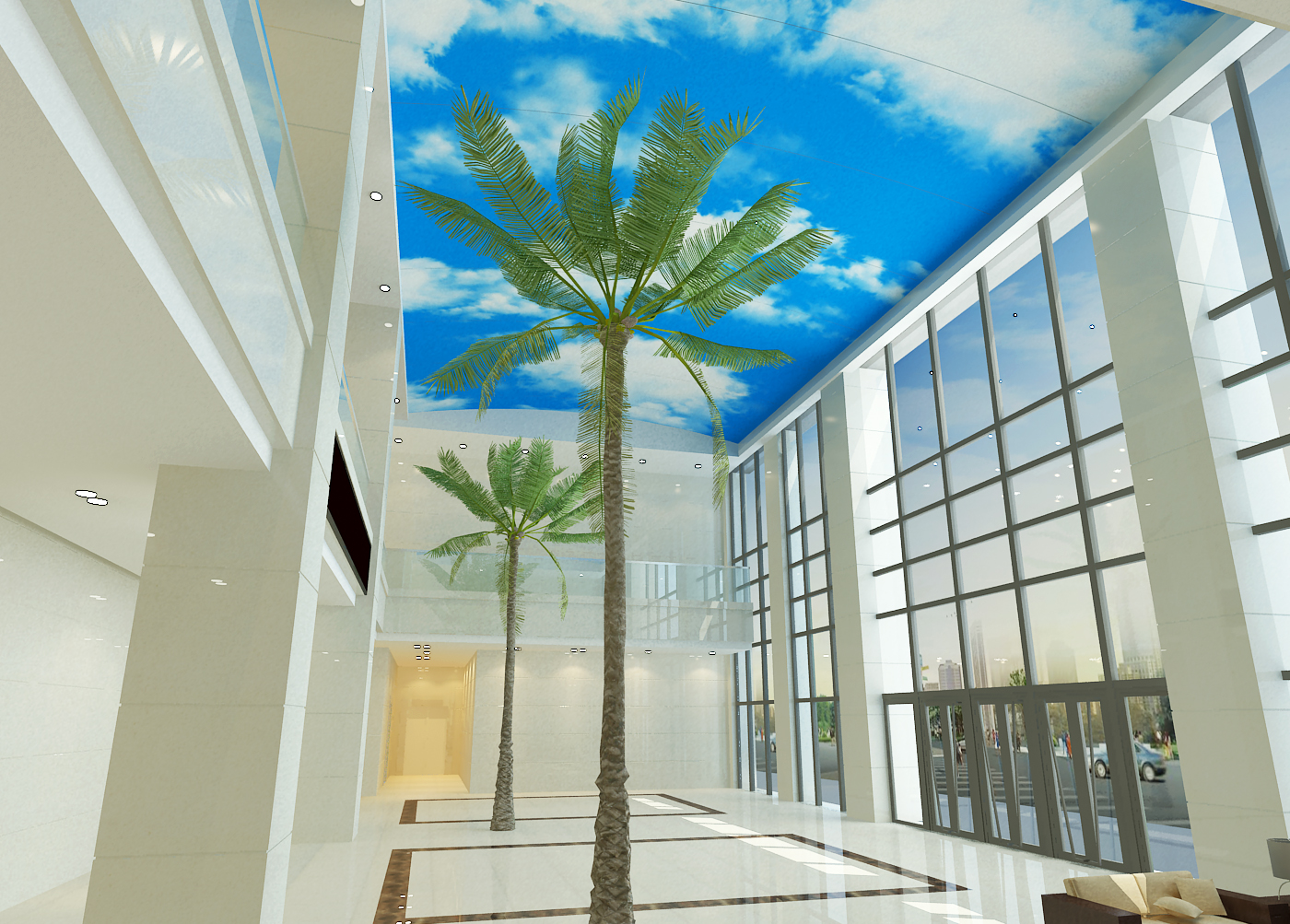 蓝天白云软膜天花喷绘